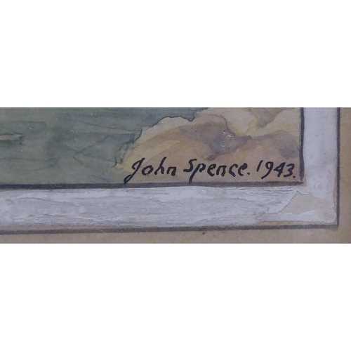 42 - Four pictures: to include John Spence - a riverscape  watercolour  bears a signature &... 