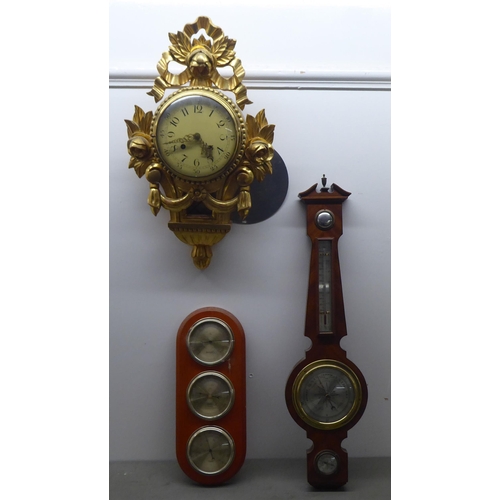 51 - Clocks and barometers: to include Metamer mantel timepiece; faced by a baton dial  6