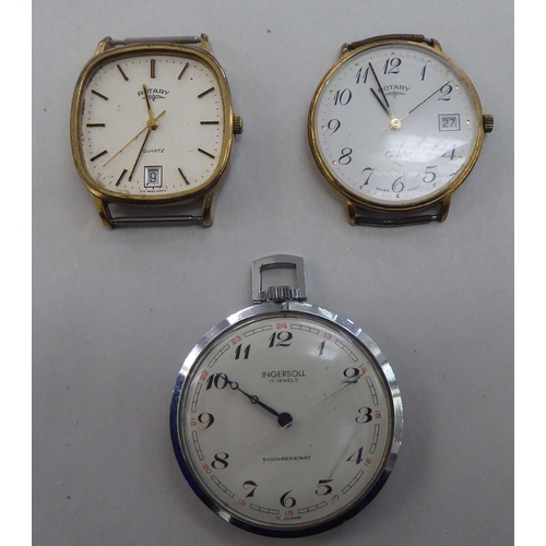 61 - Seven modern wristwatches and a brass cased pocket compass: to include Casio and Ingersol