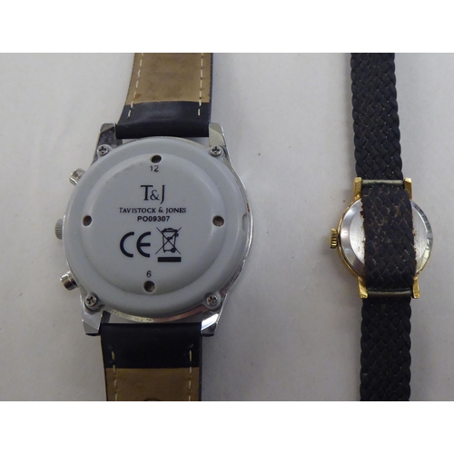 61 - Seven modern wristwatches and a brass cased pocket compass: to include Casio and Ingersol