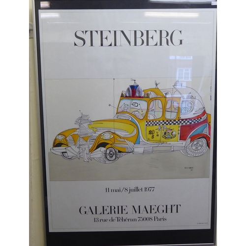 68 - Posters, viz. Saul Steinberg Taxi Gallerie Maeght 1977 numbered 1948; and Eduardo Poalozzi Universal... 