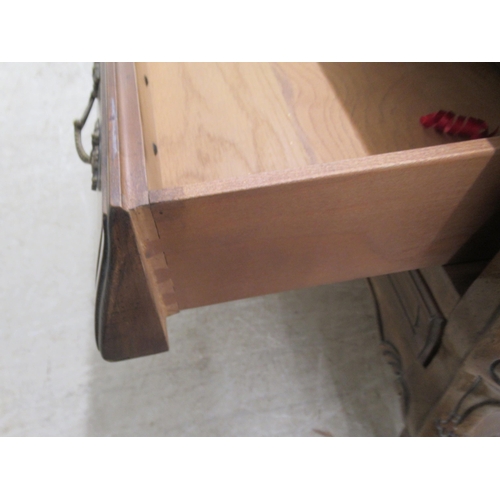 25 - A modern American cherrywood, two drawer dressing chest, raised on stubby cabriole legs  21