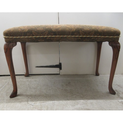 10 - A 1930s walnut framed stool with a tapestry upholstered top, raised on cabriole legs