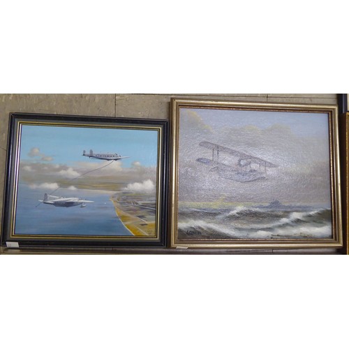 102 - Seven framed works by J Edis - RAF aircraft related  mainly oils on board  largest 23