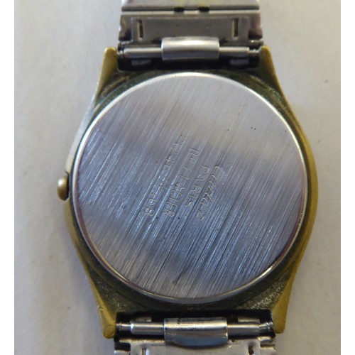 56 - A Must de Cartier stainless steel cased and strapped wristwatch, the quartz movement faced by a dott... 