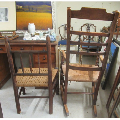 303 - Two dissimilar 19thC country made beech and elm framed chairs