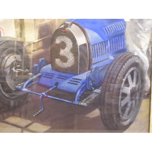 102 - Roy Nockolds - the front of a vintage racing car  pastel  bears initials  11