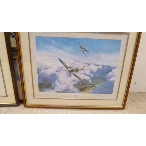 110 - Six framed aviation themed prints: to include after Robert Taylor - 'Home Run'  Limited Edition 721/... 