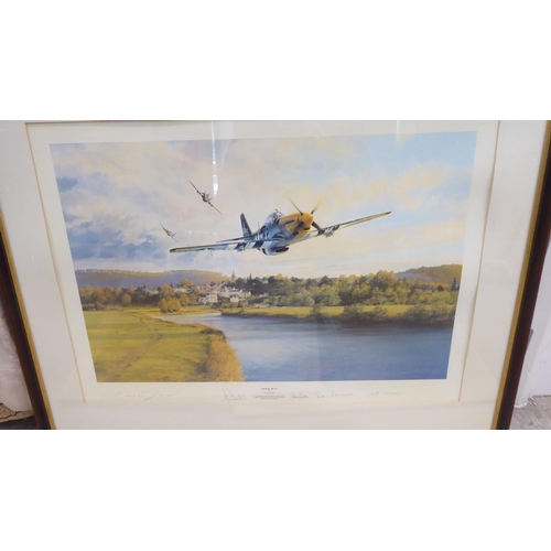 110 - Six framed aviation themed prints: to include after Robert Taylor - 'Home Run'  Limited Edition 721/... 