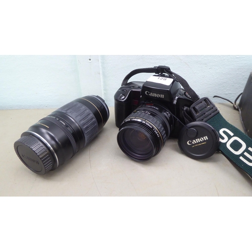 128 - Photographic equipment and accessories: to include a Cannon EOS 100 camera and a Yoshika FX-3 camera... 