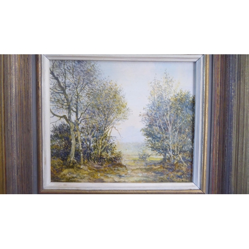 169 - Two works by Gerald Hughes - landscapes of Marlow  oil on board  bearing signatures  ... 