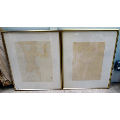 176 - After Rodin - 'Dancer' and 'Nude Lady'  prints  bearing blindstamps for Procede Jacomet&nb... 