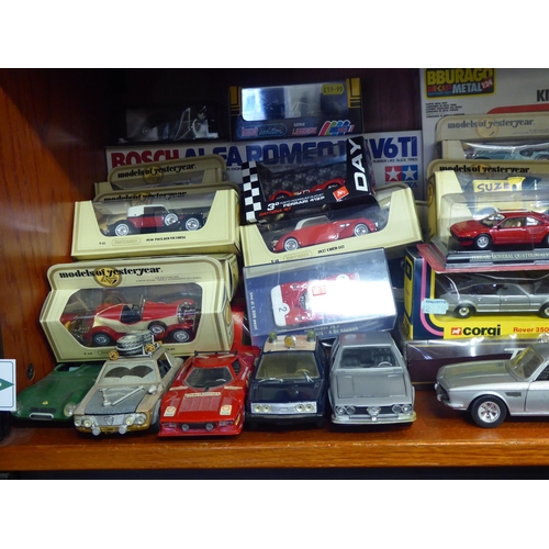 18 - Diecast model vehicles: to include a Tamiya Bosch Alfa Romeo kit  boxed 