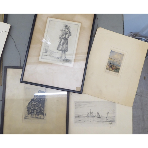 192 - 19thC monochrome etchings and prints, some framed: to include works after Haeburn-Little  mixed... 