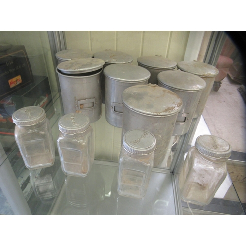 196 - A quantity of Easywork glass, cube design kitchen storage jars with screw top alloy lids  6