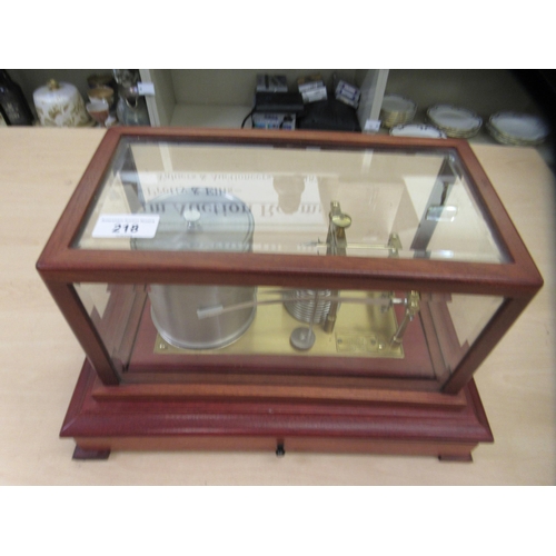 218 - A modern Casella of London mahogany and glazed cased barograph 9