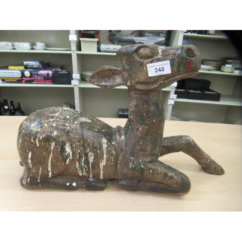 248 - A vintage carved wooden papier mache mould, fashioned as a seated deer  12