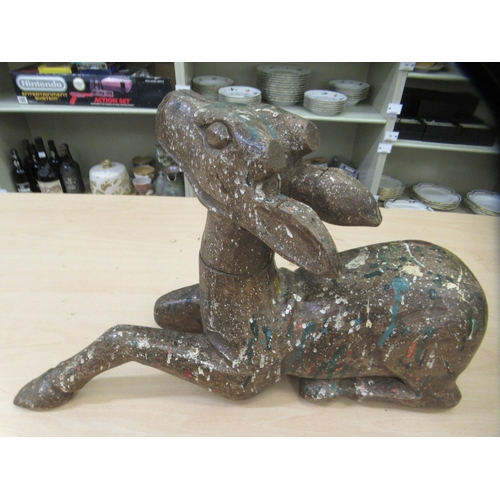 248 - A vintage carved wooden papier mache mould, fashioned as a seated deer  12