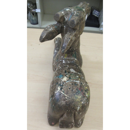 248 - A vintage carved wooden papier mache mould, fashioned as a seated deer  12