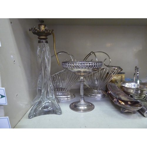 269 - Silver plated and other decorative ware: to include a swirling twist glass table lamp  12