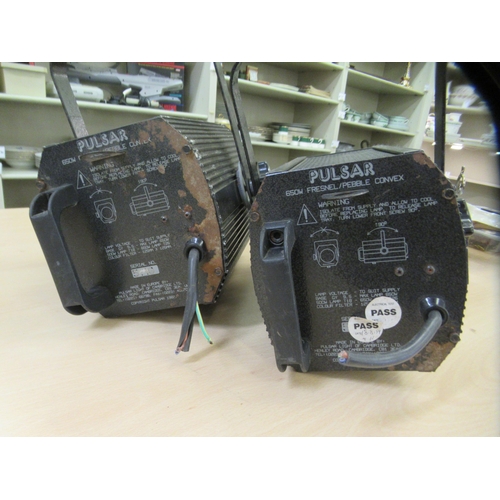 275 - A pair of Pulsar 650w Fresnel/Pebble convex stage lights 