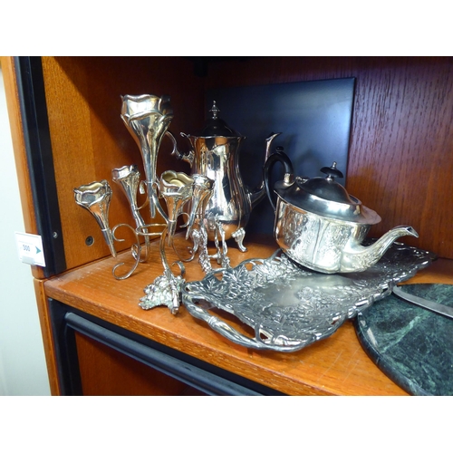 300 - A mixed lot: to include silver plated tableware and an epergne  9