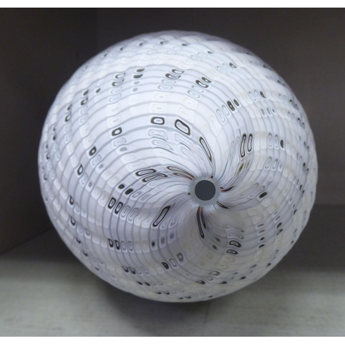 301 - An Art glass ornament of ovoid form with white and brown spiral ornament  9