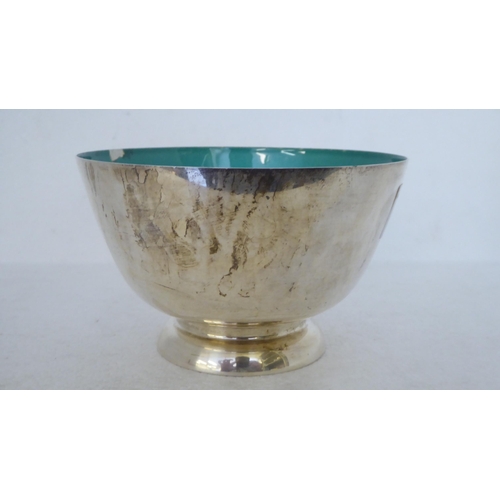 317 - A Towle silver coloured metal footed bowl with a green enamelled interior  stamped Sterling  5