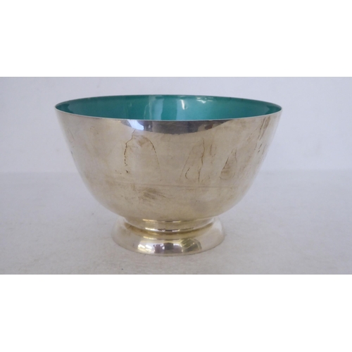 317 - A Towle silver coloured metal footed bowl with a green enamelled interior  stamped Sterling  5