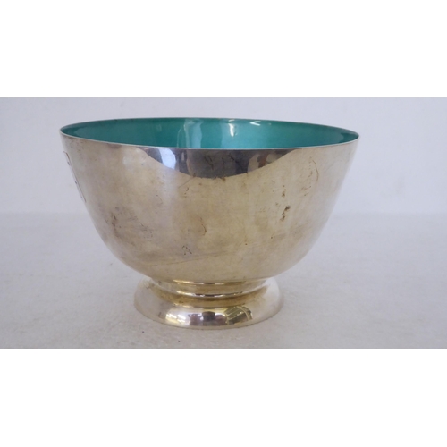 317 - A Towle silver coloured metal footed bowl with a green enamelled interior  stamped Sterling  5