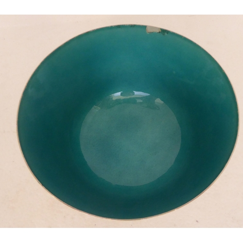 317 - A Towle silver coloured metal footed bowl with a green enamelled interior  stamped Sterling  5