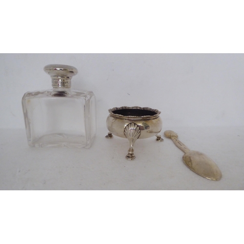 331 - Silver collectables: to include a Georgian salt cellar, on pad feet  London marks rubbed