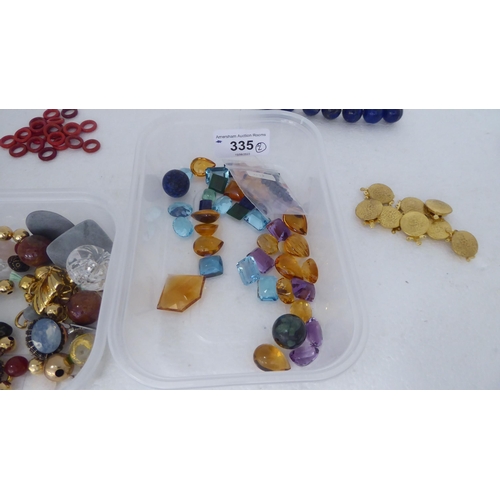 335 - Semi-precious gemstones and beads: to include amethysts