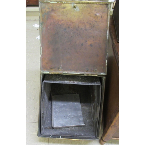 348 - Small furniture: to include an early 20thC brass coal scuttle with a hinged front