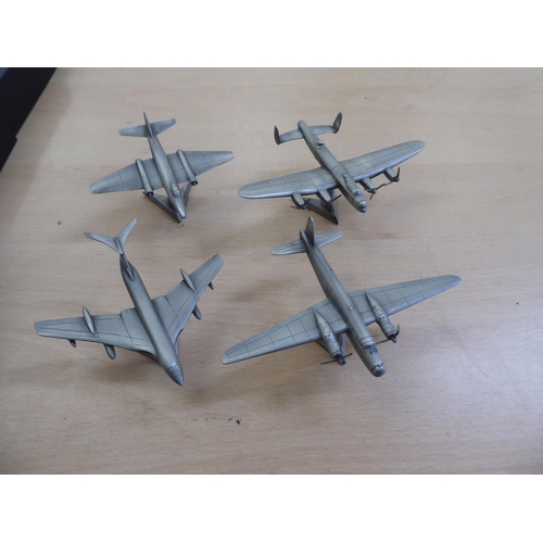 349 - Fourteen Royal Hampshire pewter model aeroplanes: to include a Lancaster  boxed 