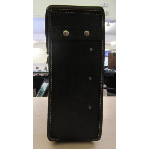 371 - A Jeppesen stitched and moulded brown hide pilots travel/document case, on lockable clasps with two ... 