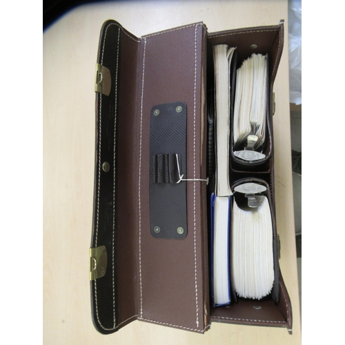 371 - A Jeppesen stitched and moulded brown hide pilots travel/document case, on lockable clasps with two ... 