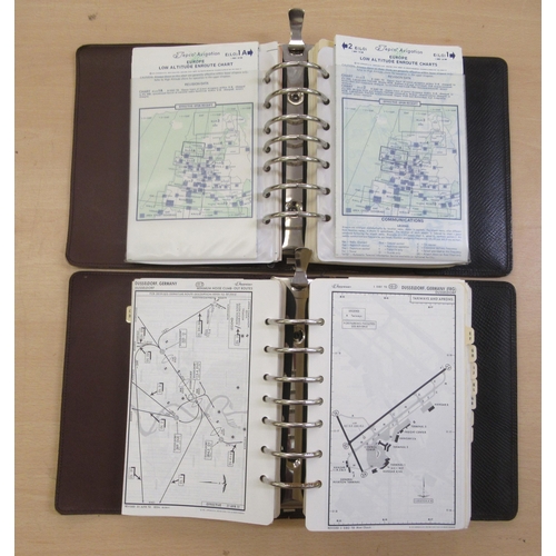 371 - A Jeppesen stitched and moulded brown hide pilots travel/document case, on lockable clasps with two ... 