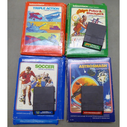 384 - A Mattel Electronics Intellivision games console with Nightstalker and Frog Bog games 