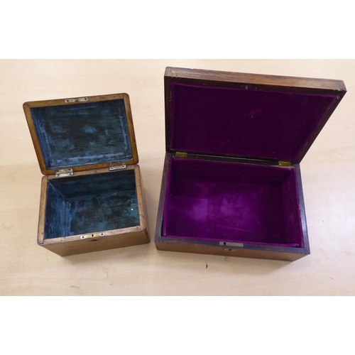 389 - Wooden collectables: to include a late Victorian walnut box with a hinged lid  5