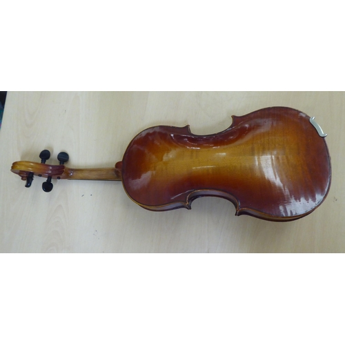 392 - A 20thC violin with a purfled edge and two piece back  14