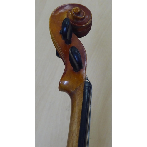 392 - A 20thC violin with a purfled edge and two piece back  14