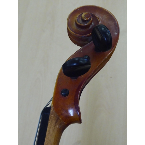 392 - A 20thC violin with a purfled edge and two piece back  14