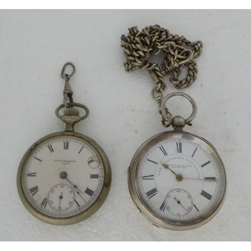 420 - Watches: to include a late Victorian silver cased pocket watch, faced by an enamelled Roman dial&nbs... 