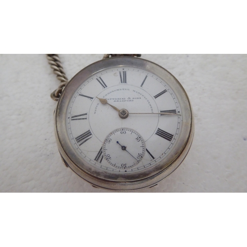 420 - Watches: to include a late Victorian silver cased pocket watch, faced by an enamelled Roman dial&nbs... 