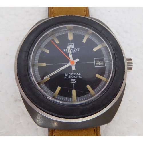 428 - A 1970s Tissot Sideral automatic wristwatch with a fibreglass case, faced by a baton dial and subsid... 