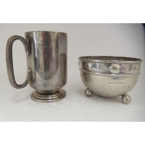 43 - An Edwardain silver Christening tankard of cylindrical form, on a splayed footrim with a hollow, C-s... 