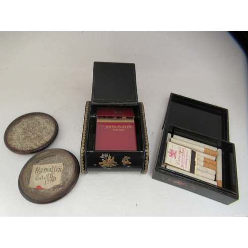 49 - Five various 18th-20thC trinket and cigarette boxes: to include an Oriental lacquered and painted ex... 