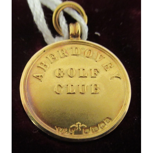 51 - An 18ct gold Aberdovey Golf club trophy medallion  cased