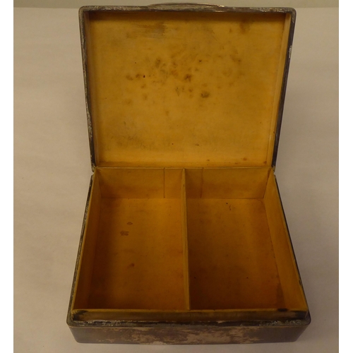 68 - A silver cedar lined cigarette box with a hinged lid  London 1903  6